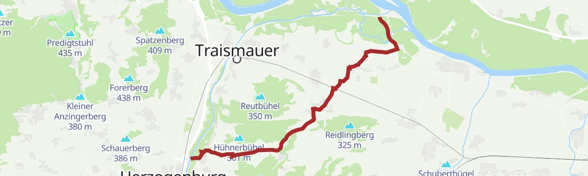 Route map: Traisen-Danube cycle route